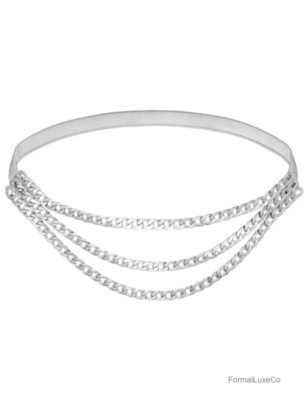 Womens Skinny Stretch Chain Belt Multilayer Metal Waist